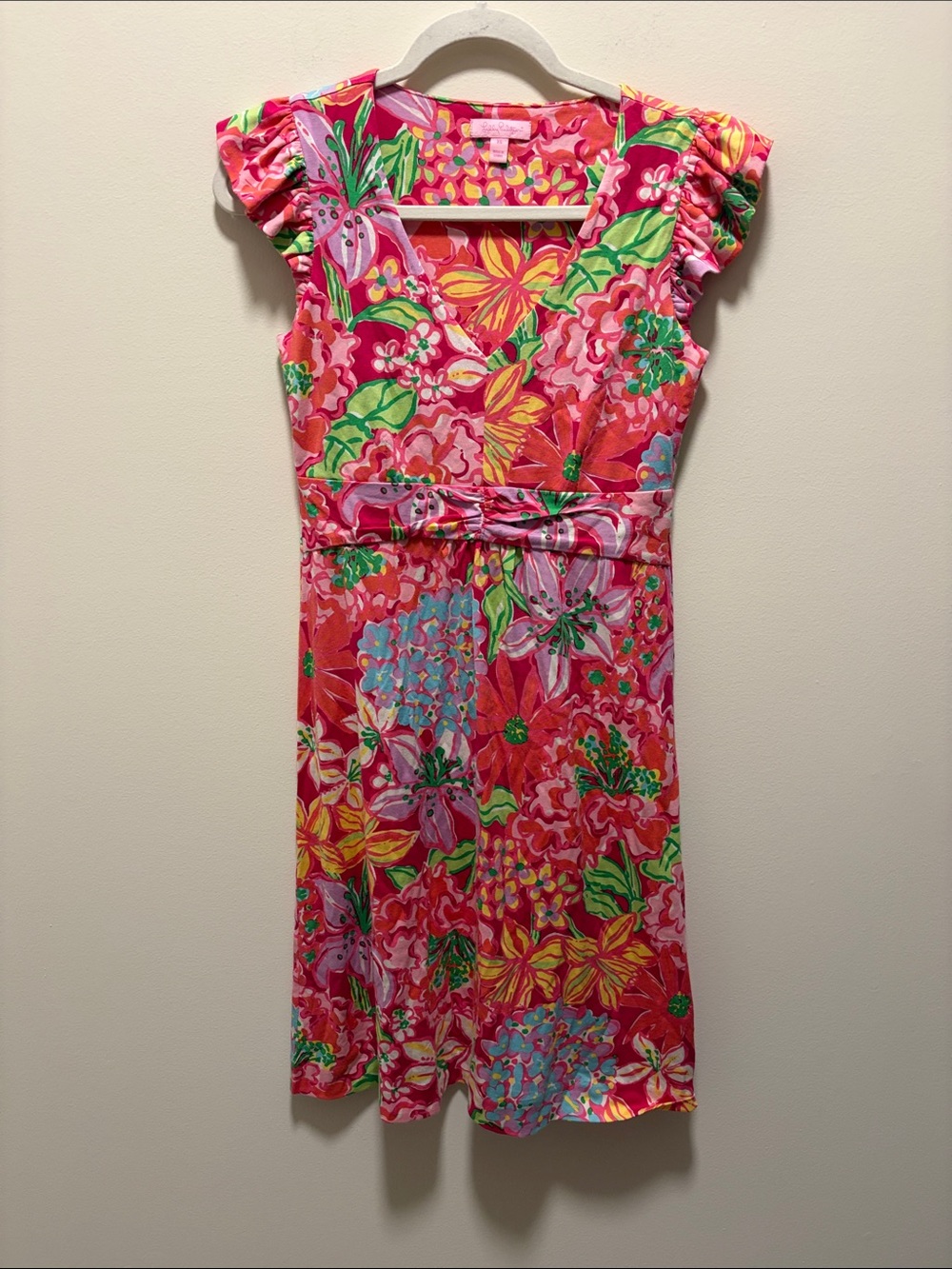 Lllly Pulitzer Clare Silk Blend Floral V-Neck Cap Sleeve Dress XS
